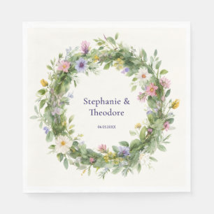 Rustikale Boho-Wasserfarben-Blumen Hochzeit mit in Serviette