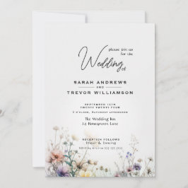 Rustikale Boho Wasserfarben-Wildblumen Einladung