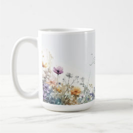 Rustikale Boho Wasserfarben-Wildblumen Kaffeetasse