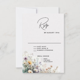 Rustikale Boho Wasserfarben-Wildblumen RSVP Karte