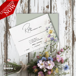 Rustikale Boho Wasserfarben-Wildblumen RSVP Karte