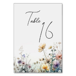 Rustikale Boho Wasserfarben-Wildblumen Tischnummer