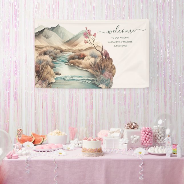 Rustikale Boho Wasserfarbenhochzeit Banner (Party)