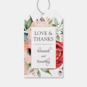 Rustikale Boho Watercolor Blumenhochzeit Geschenkanhänger
