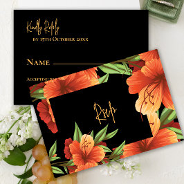 Rustikale Boho Watercolor Orange Blumenhochzeit RSVP Karte