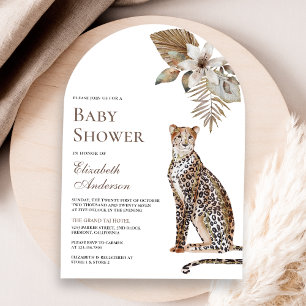 Rustikale Boho-Wild-Safari-Leoparden-Bogen-Baby-Pa Einladung