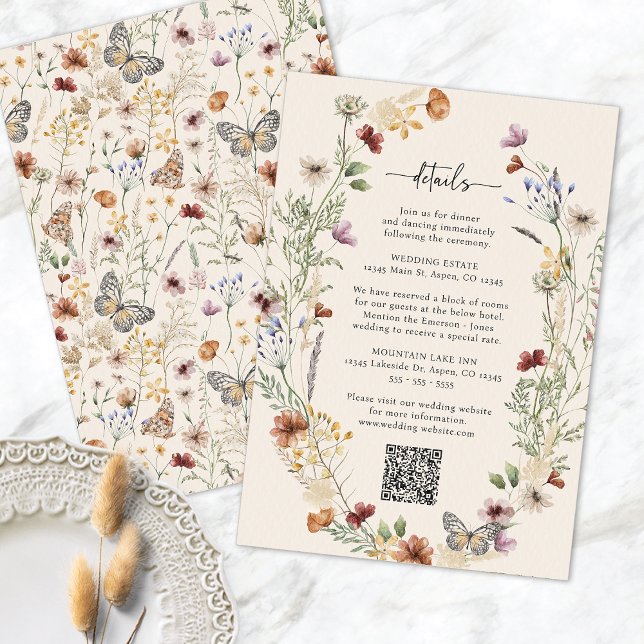 Rustikale Boho-Wildblume-Abschlusskarte Begleitkarte (Rustic Boho Wildflower Enclosure Card
)