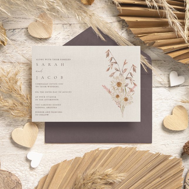 Rustikale Boho Wildblume Bohemisch Hochzeit Einladung (Rustic Boho Wildflower Bohemian Wedding Invitation)