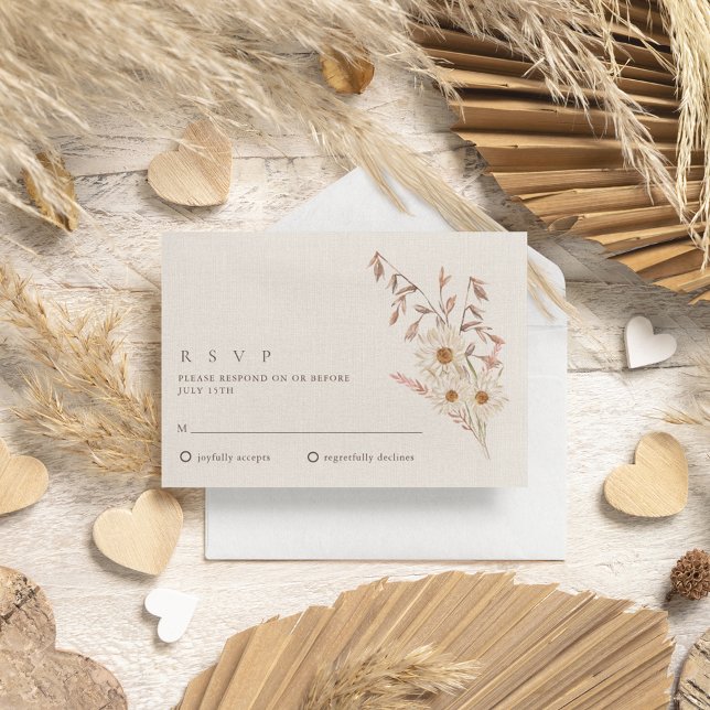 Rustikale Boho Wildblume Bohemisch Hochzeit RSVP Karte (Rustic Boho Wildflower Bohemian Wedding RSVP Card)
