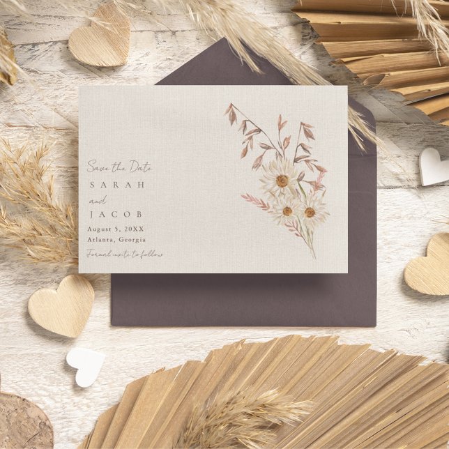 Rustikale Boho Wildblume Bohemisch Hochzeit Save The Date (Rustic Boho Wildflower Bohemian Wedding Save The Date)