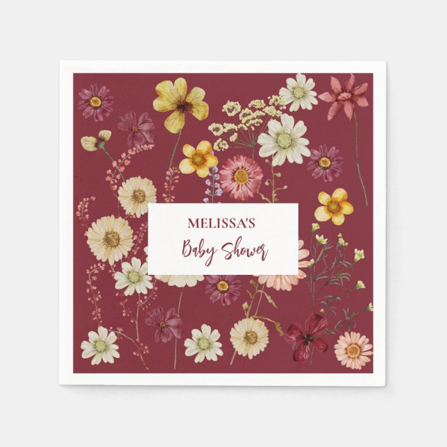 Rustikale boho-Wildblume Serviette (Vorderseite)