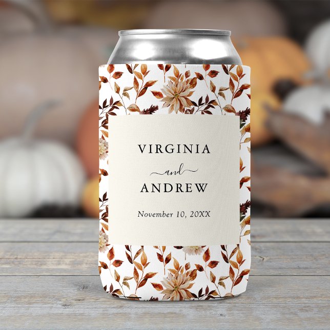 Rustikale Boho Wildblume Wedding Can Cooler Dosenkühler (Rustic Boho Autumn Wildflower Wedding Can Cooler by Painted Paperie
)