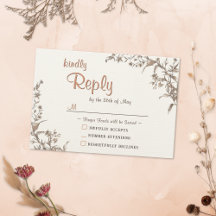 Rustikale Boho-Wildblumen Hochzeit der RSVP-Karte
