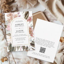 Rustikale Boho-Wildblumen Hochzeit mit QR-Code