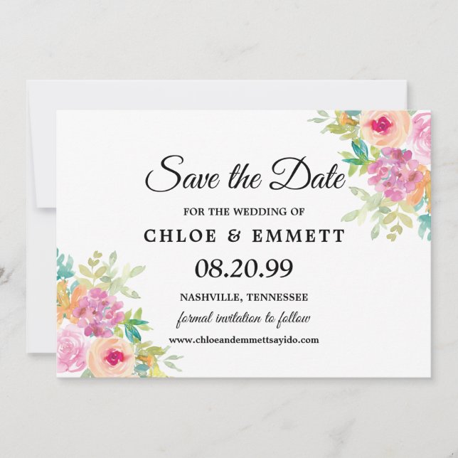 Rustikale Boho-Wildblumen Hochzeiten speichern das Save The Date (Vorderseite)