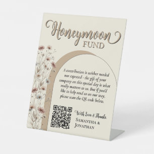 Rustikale Boho-Wildblumen-Hochzeitsreise-Fonds QR- Sockelschild