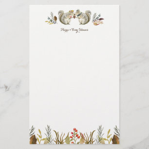 Rustikale Boho Woodland Eichhörnchen Wasserfarbenh Briefpapier