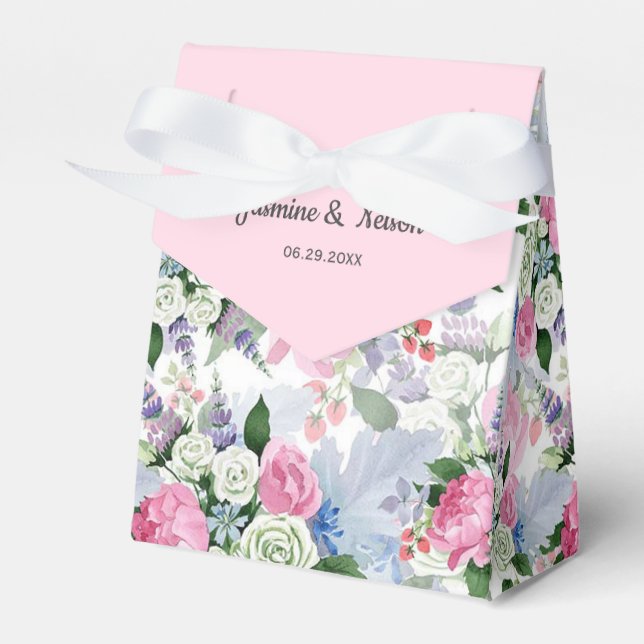 Rustikale bohrosa lila Blume Hochzeit Geschenkschachtel (Vorderseite)