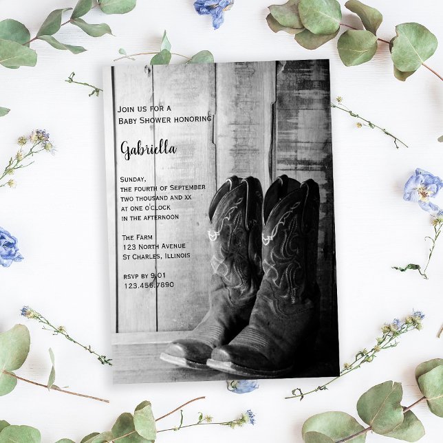 Rustikale Boots Country Western Kinderdusche Einladung (Von Creator hochgeladen)