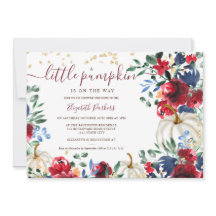 Rustikale bordeauxfarbene Kürbis Herbst Babydusche