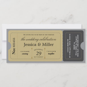 Rustikale Bordkarte Hochzeitsticket Einladung