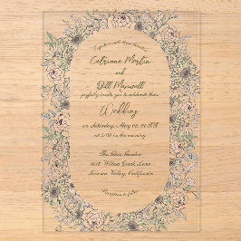 Rustikale botanische Acryl-Hochzeitseinladung Acryleinladungen