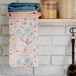 Rustikale botanische Aquarellfarben Blume Familien Geschirrtuch