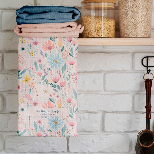 Rustikale botanische Aquarellfarben Blume Familien Geschirrtuch (Von Creator hochgeladen)