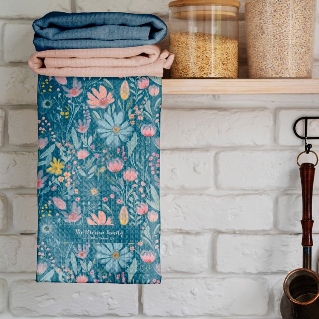 Rustikale botanische Aquarellfarben Blume Familien Geschirrtuch (Von Creator hochgeladen)