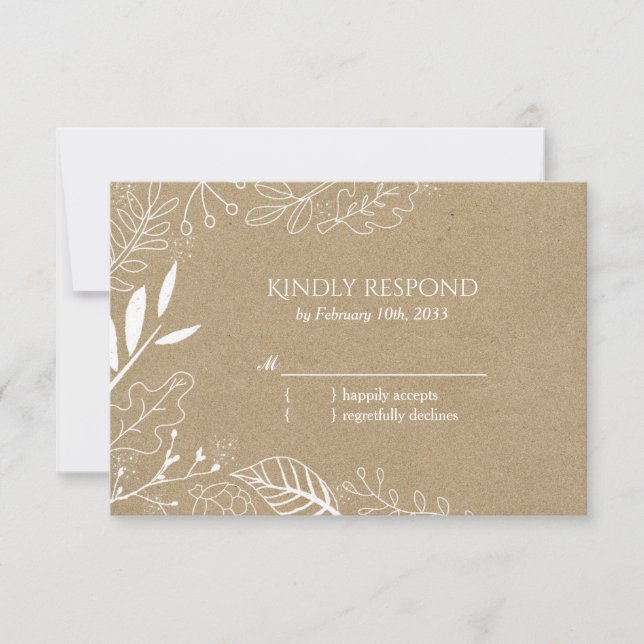 Rustikale Botanische Backyard Wedding RSVP Karte (Vorderseite)
