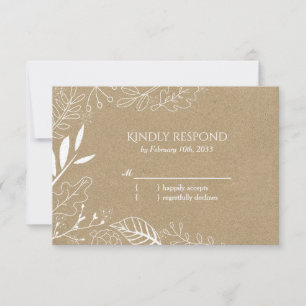 Rustikale Botanische Backyard Wedding RSVP Karte