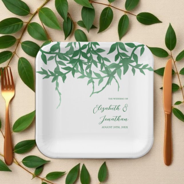 Rustikale Botanische Blätter Hochzeit Pappteller (Von Creator hochgeladen)