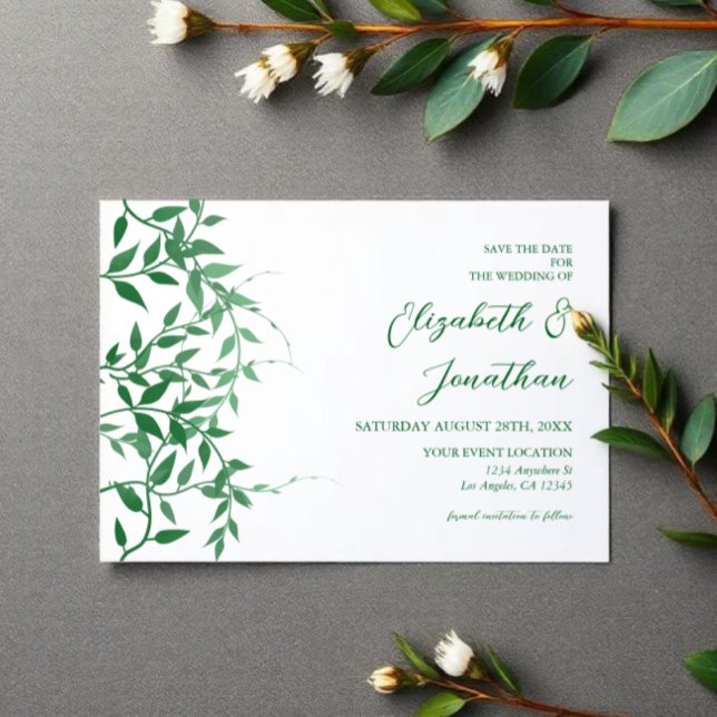 Rustikale Botanische Blätter Hochzeit Save The Date (Von Creator hochgeladen)