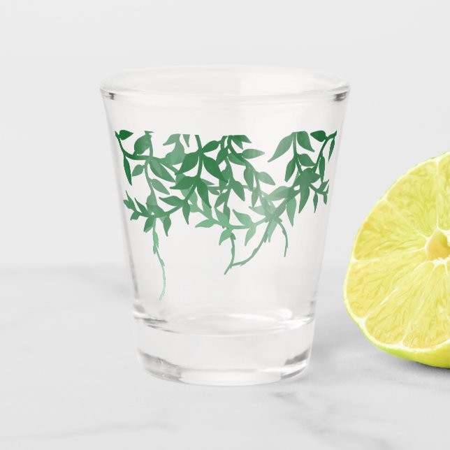 Rustikale Botanische Blätter Hochzeit Schnapsglas (Vorderseite)