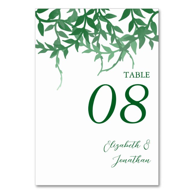 Rustikale Botanische Blätter Hochzeit Tischnummer (Vorderseite)