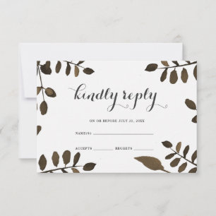 Rustikale botanische Blätter Hochzeit von RSVP Karte