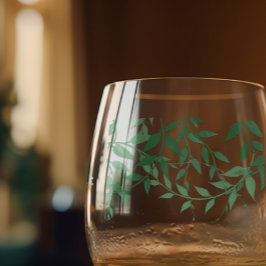 Rustikale Botanische Blätter Hochzeit Weinglas Ohne Stiel