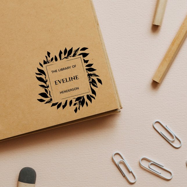 Rustikale botanische Blätter Modernes, elegantes B Permastempel (Von Creator hochgeladen)