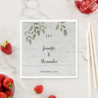 Rustikale botanische Blätter Monogramm-Hochzeit Serviette