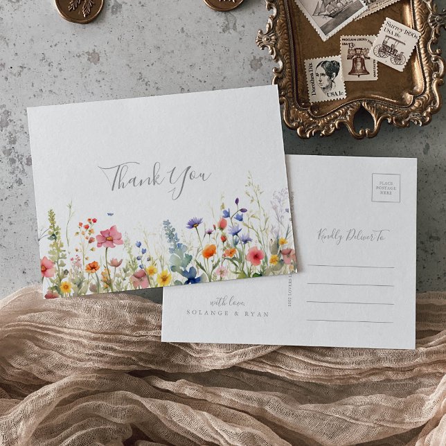 Rustikale botanische Danksagung Wiese Postkarte (Von Creator hochgeladen)