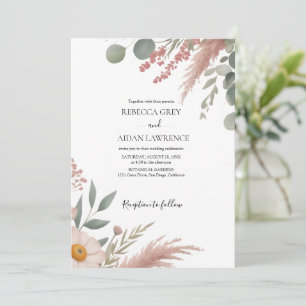 Rustikale botanische Eukalyptus-Grün-Hochzeit  Einladung