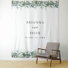 Rustikale botanische Eukalyptus-Grünzeug-Hochzeit Wandteppich