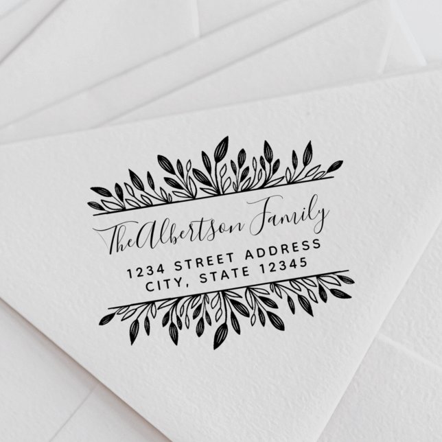 Rustikale botanische Familienname Rücksendeadresse Gummistempel (Von Creator hochgeladen)