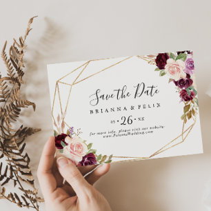 Rustikale, botanische Foliage Horizontale Hochzeit Save The Date