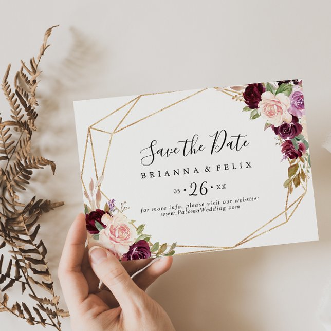 Rustikale, botanische Foliage Horizontale Hochzeit Save The Date (Von Creator hochgeladen)