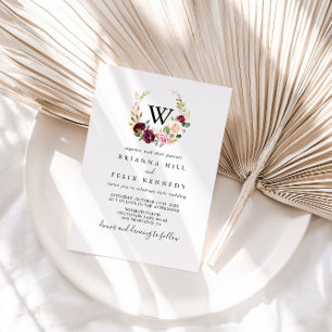 Rustikale botanische Foliage Monogram Wedding Einladung