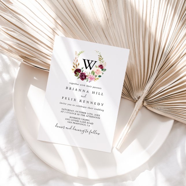 Rustikale botanische Foliage Monogram Wedding Einladung (Von Creator hochgeladen)