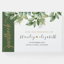 Rustikale Botanische Grün- und Goldfolienhochzeit Gästebuch