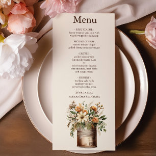 Rustikale botanische Grünpflanzen-Hochzeit Menükarte