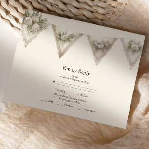 Rustikale botanische Grünpflanzen-Hochzeit RSVP Karte